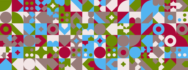 Colorful modern geometric banner with shapes
