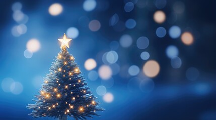 Christmas trees. Background bright blurred lights bokeh light. Merry Christmas and Happy New Year. Festive bright beautiful background.