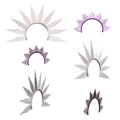 Fototapeta na wymiar Spiked metal crown headdress shaped like sun rays, 3D Illustration, 3D Rendering, 3D Illustration, 3D Rendering