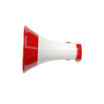Modern red and white megaphone isolated on a transparent background