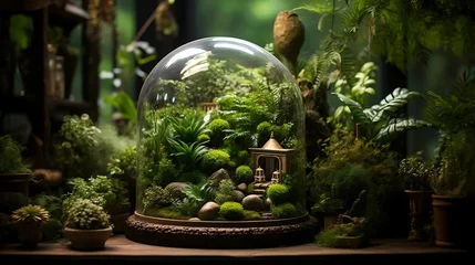 Foto op Canvas Whimsical terrarium capturing a tiny world of greenery  © Halim Karya Art