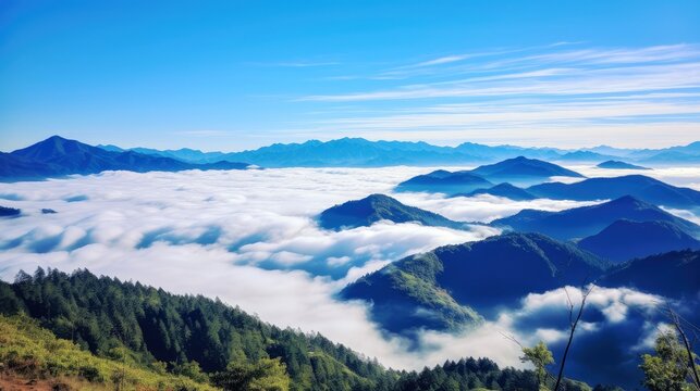 Aerial view White clouds in blue sky. Top. View from drone. Aerial bird's eye. Aerial top view cloudscape. Sky background