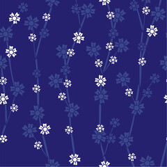 Blue flowers pattern. Can be printed on any material: fabric, merch, package. © Alexander Skrebel