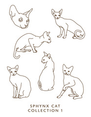 Sphinx Cat Illustrations Outlines! Collection 1
