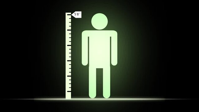 Measuring height body icon, man tall scale measuring animation background. k1_622