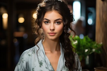 Obraz premium Wellness and Spa A model in a spa robe enjoying a spa - stockphoto concepts