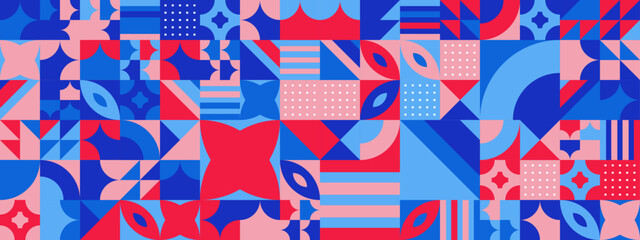 Naklejka premium Colorful modern geometric banner with shapes