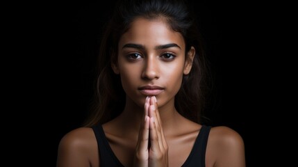 Hich contrast low key stock photo of a Pretty 18 years old girl - stockphoto concepts