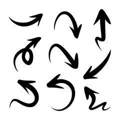 hand drawn arrow set. Doodle vector illustration. eps 10.