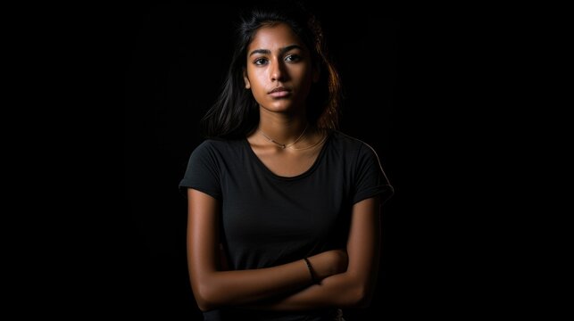 High contrast low key full body stock photo of a Pretty girl - stockphoto concepts