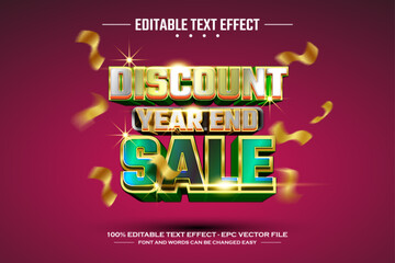 Discount year end sale 3D editable text effect template