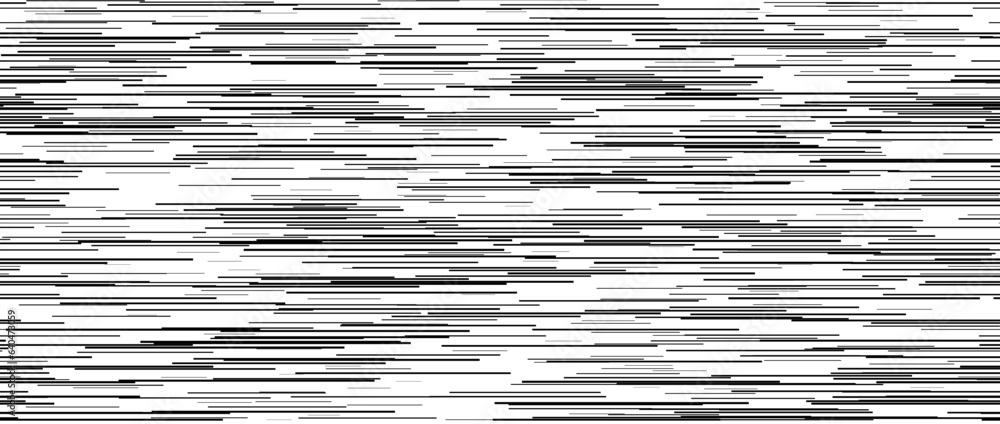 Poster Seamless random lines pattern. White tv noise repeating background. Black and white horizontal irregular lines backdrop. Glitch or failure concept wallpaper. Vector graphic design illustration.