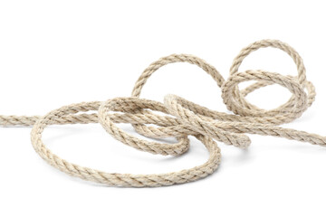 Hemp rope isolated on white. Organic material