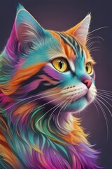 Colorful anime style cats.generative AI