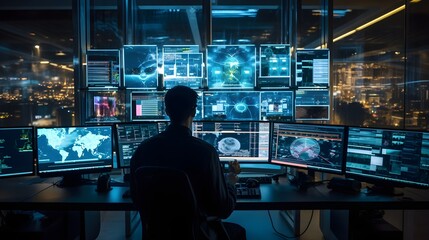 cybersecurity, security specialist, cyber defense, cybersecurity expert, futuristic scene, security analyst, hacker office, digital defense, advanced technology, digital protection, futuristic, hackin