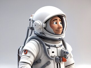 A 3d style astronaut, on a white background