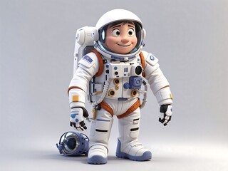 A 3d style astronaut, on a white background