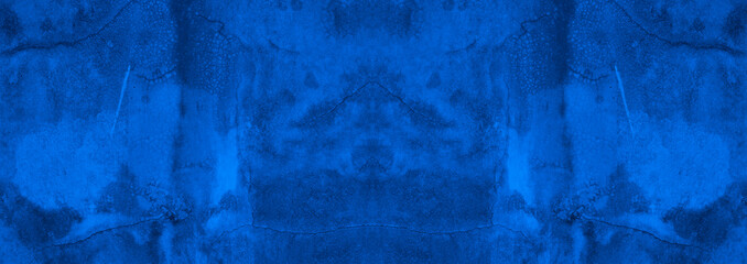 Old wall pattern texture cement blue dark abstract  blue color design are light with black gradient background.