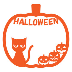 切り絵風ハロウィンのフレームイラスト