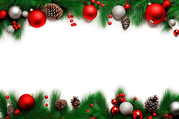 Fototapeta na wymiar Christmas theme frame over isolated transparent background with copy space for advertisement