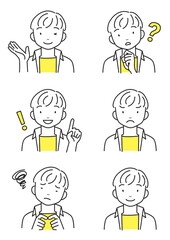 若い男性の表情セット