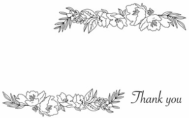 手描きのお花と植物イラストのカードデザイン