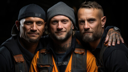 Fototapeta premium Group of smiling worker standing together, Teamwork concept