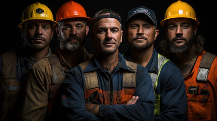 Obraz premium Group of smiling worker standing together, Teamwork concept