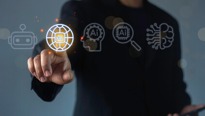 Show AI technology, Digital transformation technology strategy, IoT, internet of things. transformation of ideas an the adoption of technology in business in the digital age
