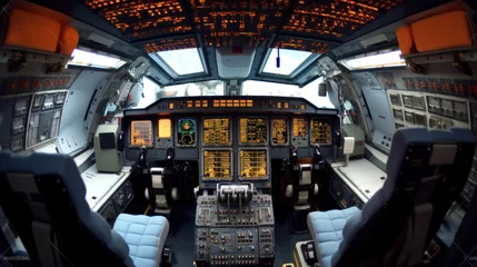 Fototapeten Spaceship cabin interior with digital instruments © PaulShlykov