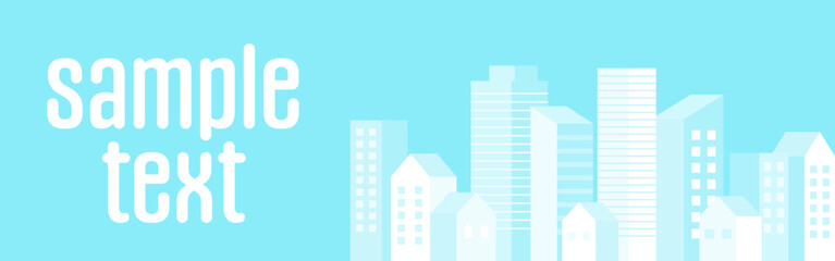 背景イラスト_ビル群_水色