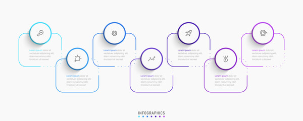 Vector Infographic label design template with icons and 7 options or steps. Can be used for process diagram, presentations, workflow layout, banner, flow chart, info graph.
