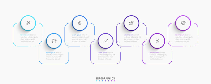 Vector Infographic label design template with icons and 7 options or steps. Can be used for process diagram, presentations, workflow layout, banner, flow chart, info graph.