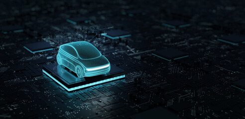 Artificial Intelligence Technology in Autonomous Driving, Future Car Software Technology.
Self-Driving Car, Autonomous Vehicle, Driverless Car, Robo-Car, 3D illustration, 3D rendering.