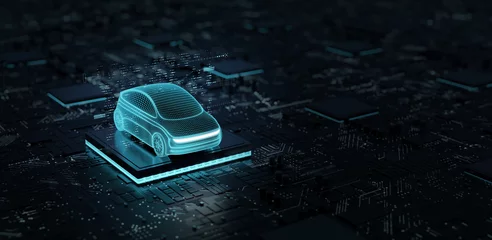 Artificial Intelligence Technology in Autonomous Driving, Future Car Software Technology. Self-Driving Car, Autonomous Vehicle, Driverless Car, Robo-Car, 3D illustration, 3D rendering. © Lee