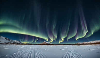 Real-life ai photography of Iceland's aurora, glaciers, snow, sky, beauty and wonder coexisting. Generative AI. Generative AI, 생성형, 인공지능