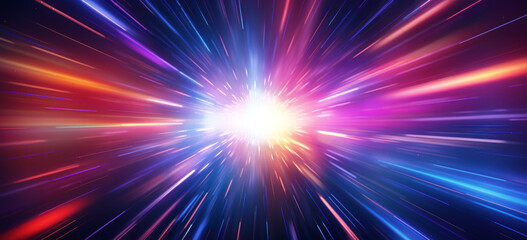abstract colorful multicolor light speed, hyperspace background colorful zoom light trails background