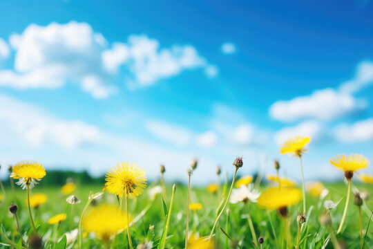 spring meadow background, genenerative AI
