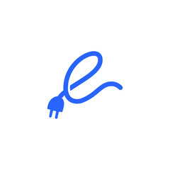 E letter logo design with electric combination