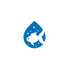 Goldfish logo design with blue water drop combination