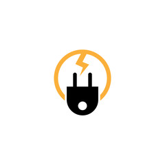Electric logo design with lightning circle frame