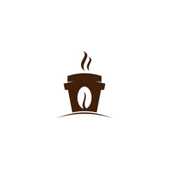 Coffee cup logo with coffee beans in the middle