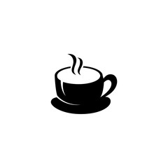 coffee cup logo in silhouette flat design