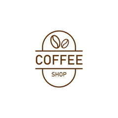 Coffee shop emblem badge logo in line art shape