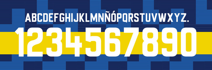 font vector team 2023 - 2024 kit sport style font. football style font. boca font. Xeneize argentina. sports style letters and numbers for soccer team