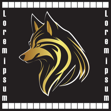 Golden Wolf Logo Design T-Shirt Mock Up Elegant Essential Element