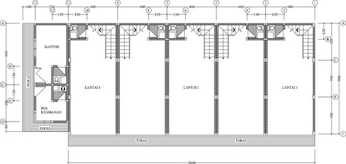 Sketch vector illustration architectural design floor plan commercial building shop