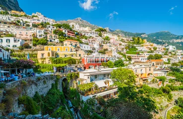 Foto auf Acrylglas Strand von Positano, Amalfiküste, Italien The Amalfi Coast is a breathtaking stretch of coastline in southern Italy, known for its vertiginous cliffs adorned with colorful villages, turquoise waters, and lush terraced gardens. Its beauty capt