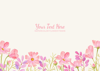 Manual painted of cosmos flower watercolor as background frame.
