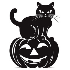 Collection of halloween silhouettes, Pumpkin and Cat